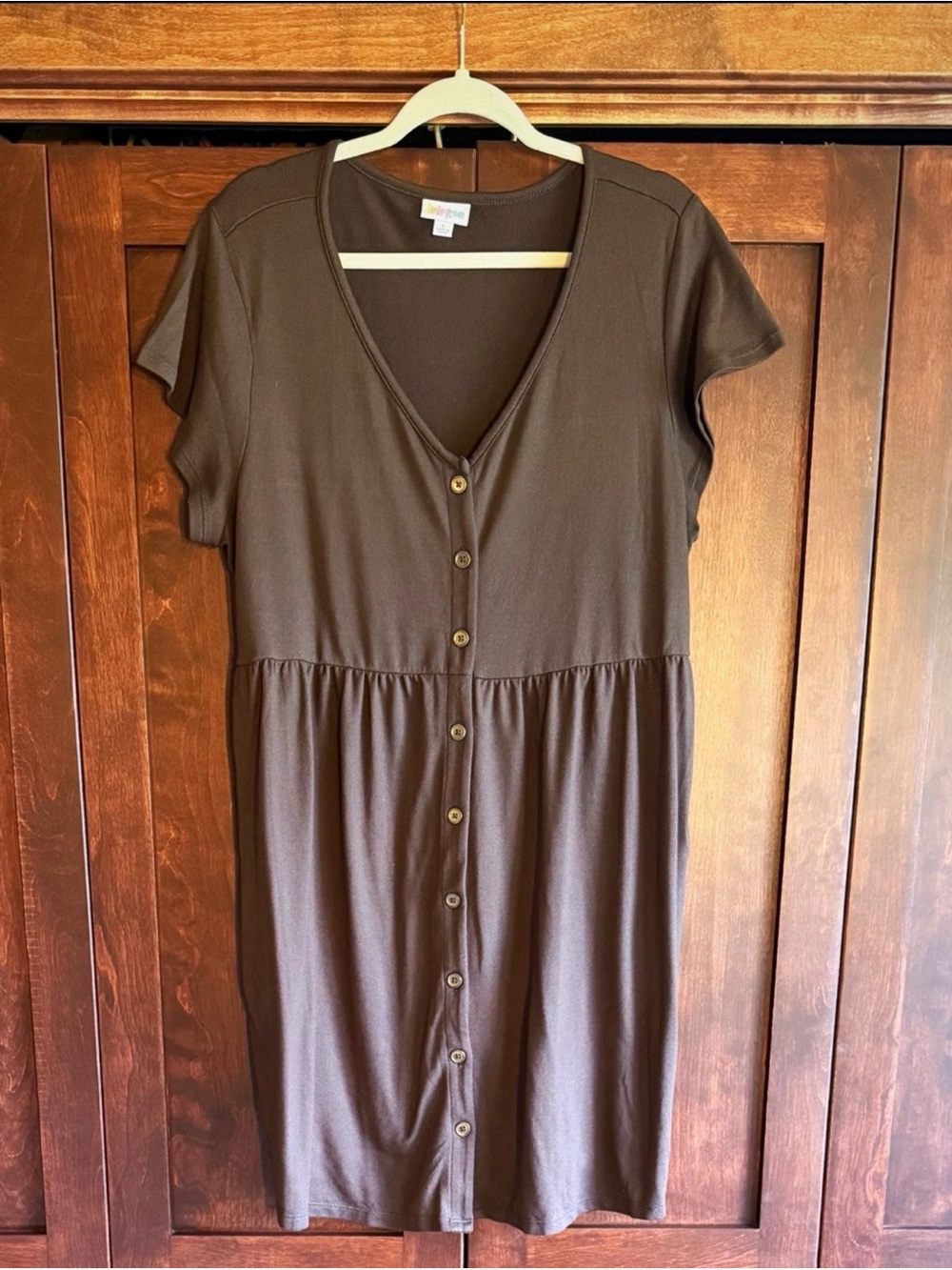 LuLaRoe Heidi - Chocolate Brown Button-Front Mini Dress